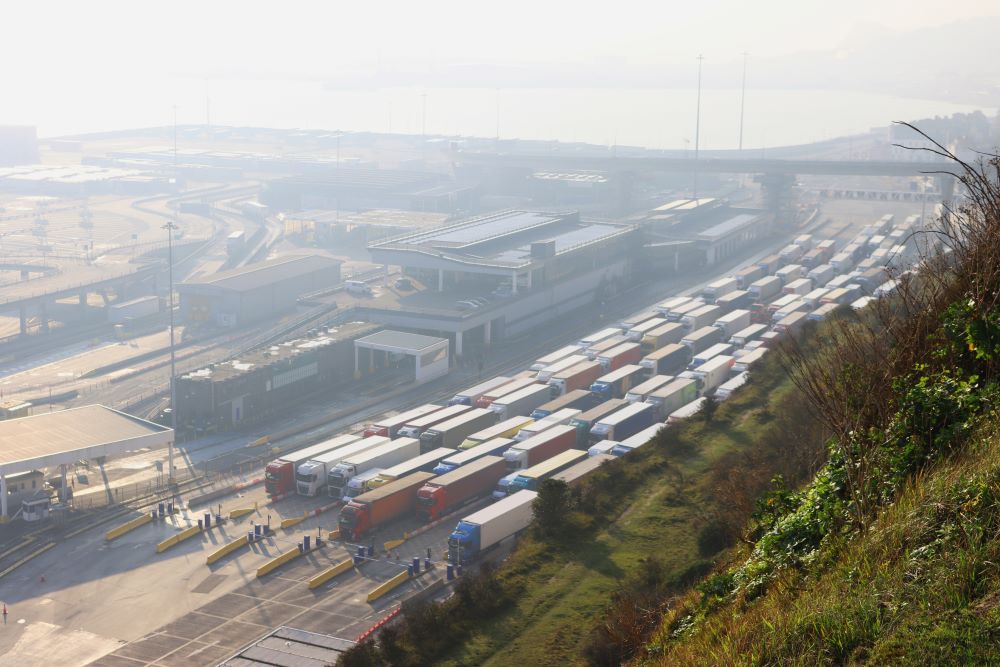 lorries queued